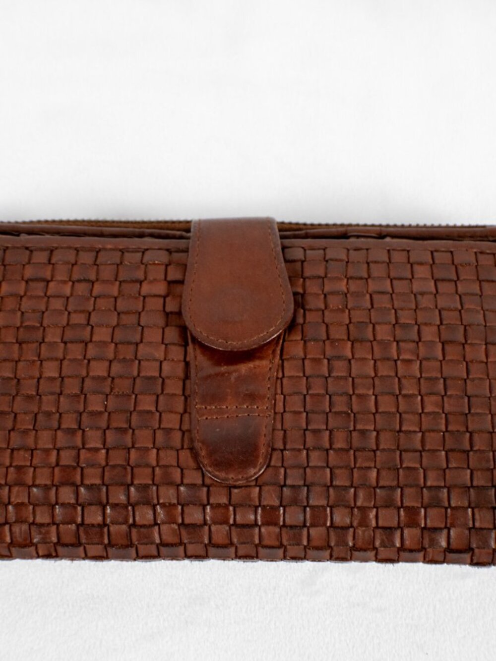 Authentic Ashwood Leather Vintage Woven Zip-Around Large Organizer Wallet Purse